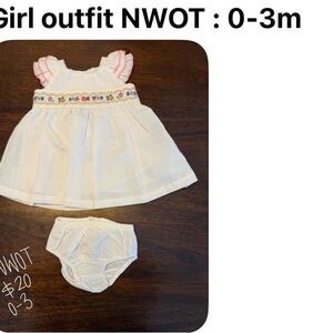 White Bonnie Baby Dress with Bloomers, NWOT, never worn or washed